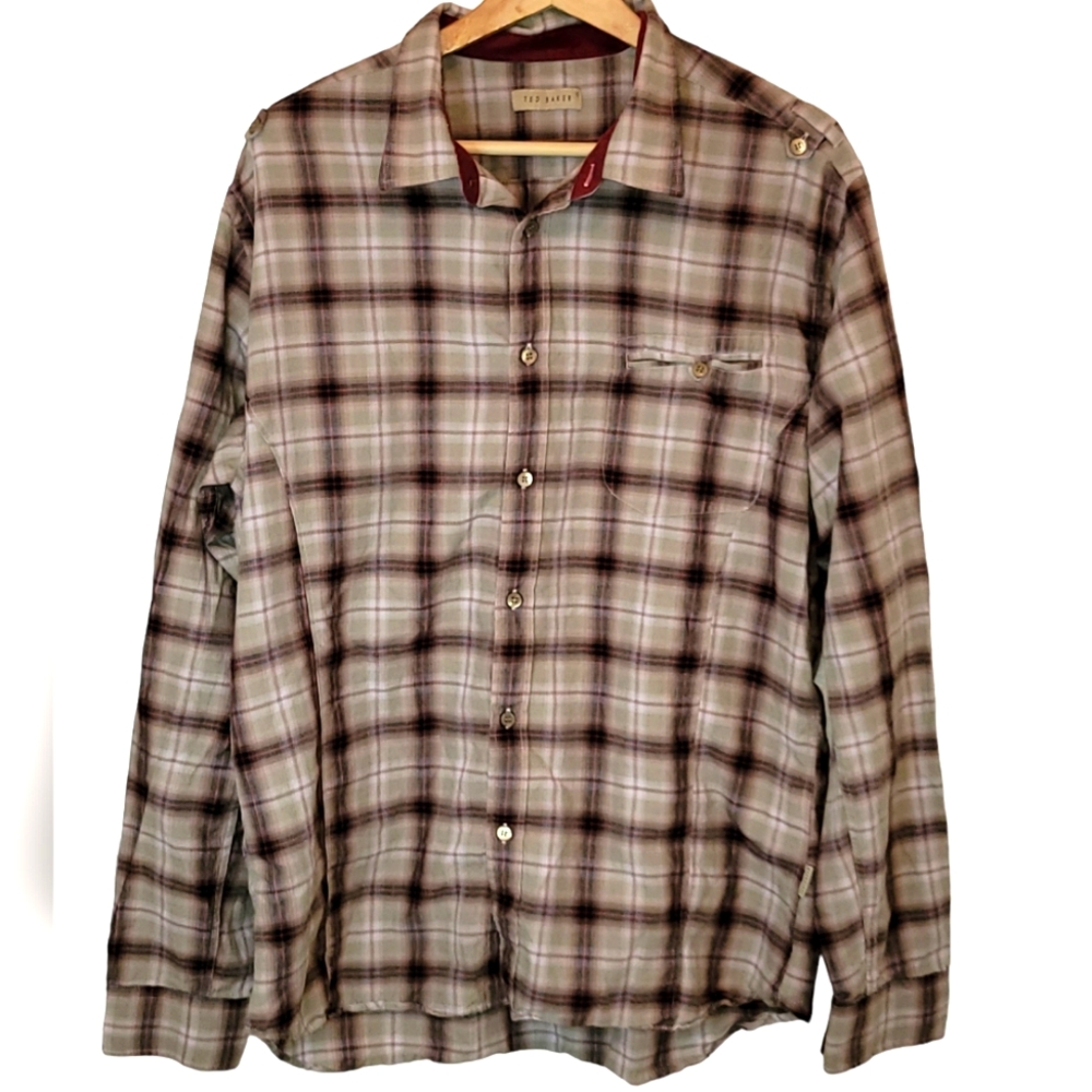 Men's Ted Baker Plaid Button Down Size 6/US 44